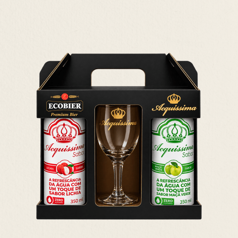 Kit Acquíssima Sabor Maçã Verde e Lichia com taça